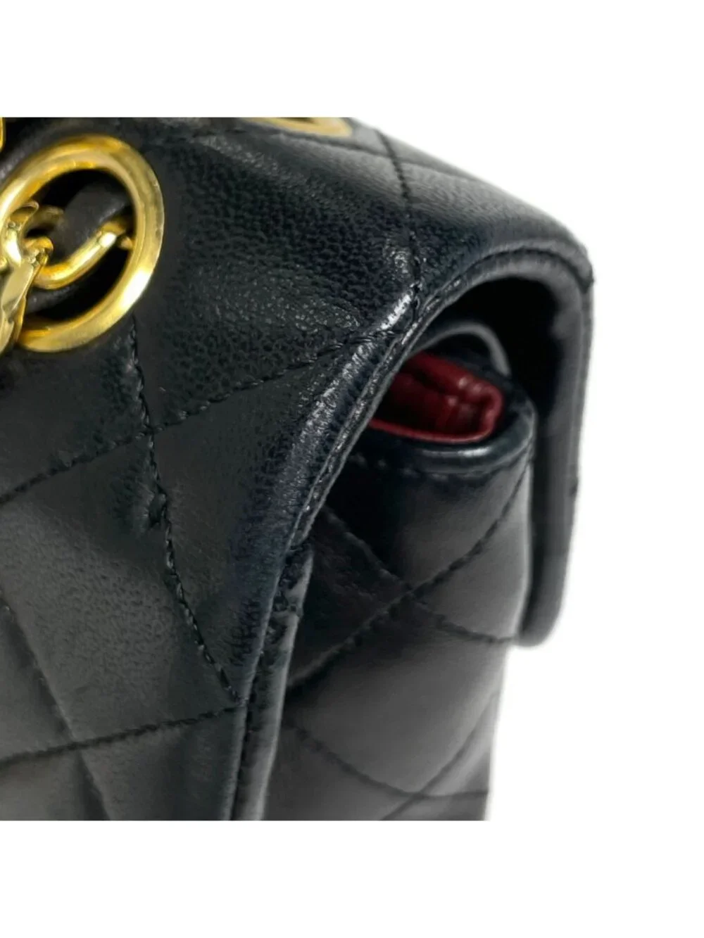 Chanel Quilted Shoulder Bag CC Logo Double Flap Leather Black